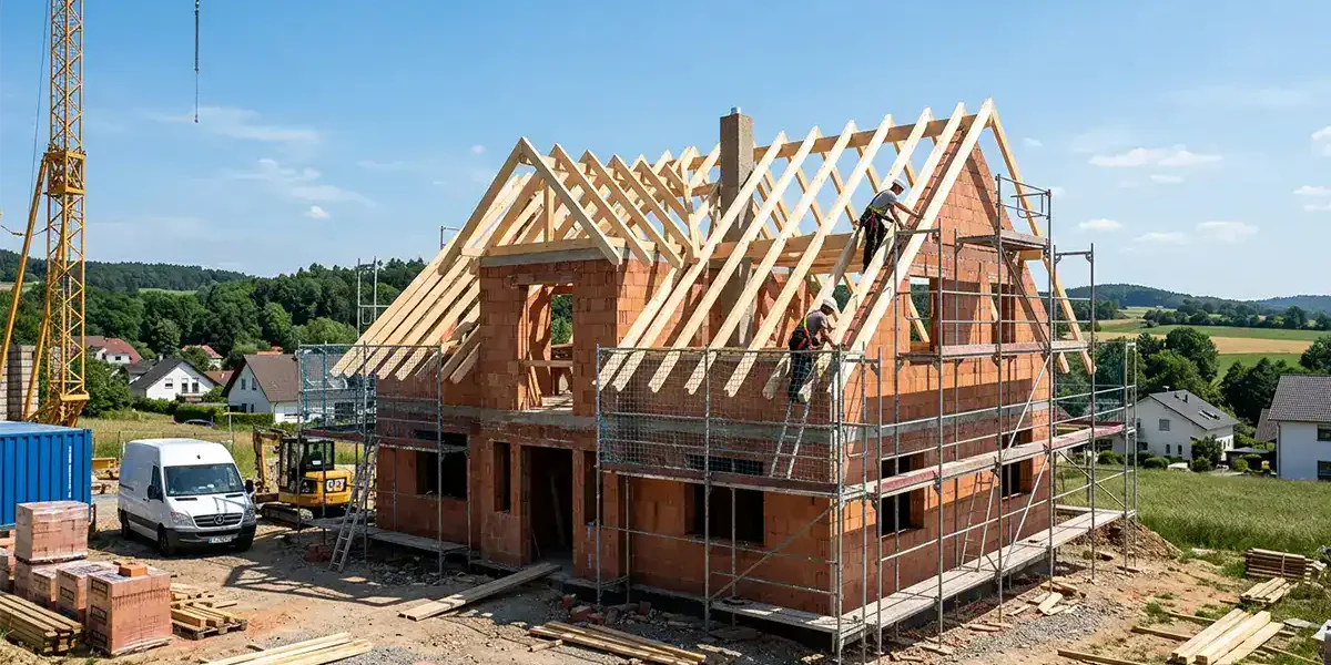 Einzelhaus im Bau