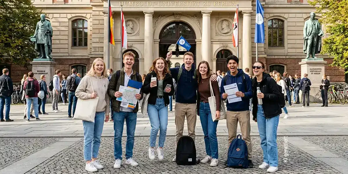 Studenten am ersten Tag vor der uni