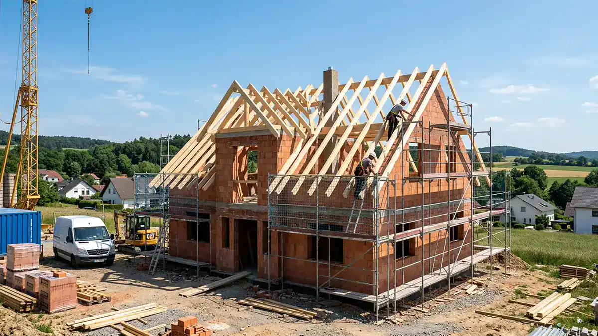 Einzelhaus im Bau